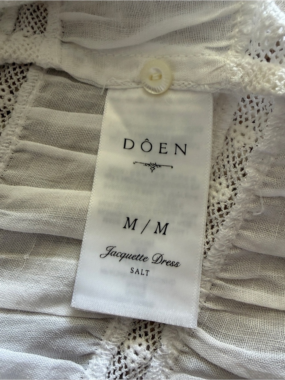 NWT Doen Jacquette Ramie Lace Ruffle Shirred Long Sleeve Mini Dress Salt White - Picture 14 of 16